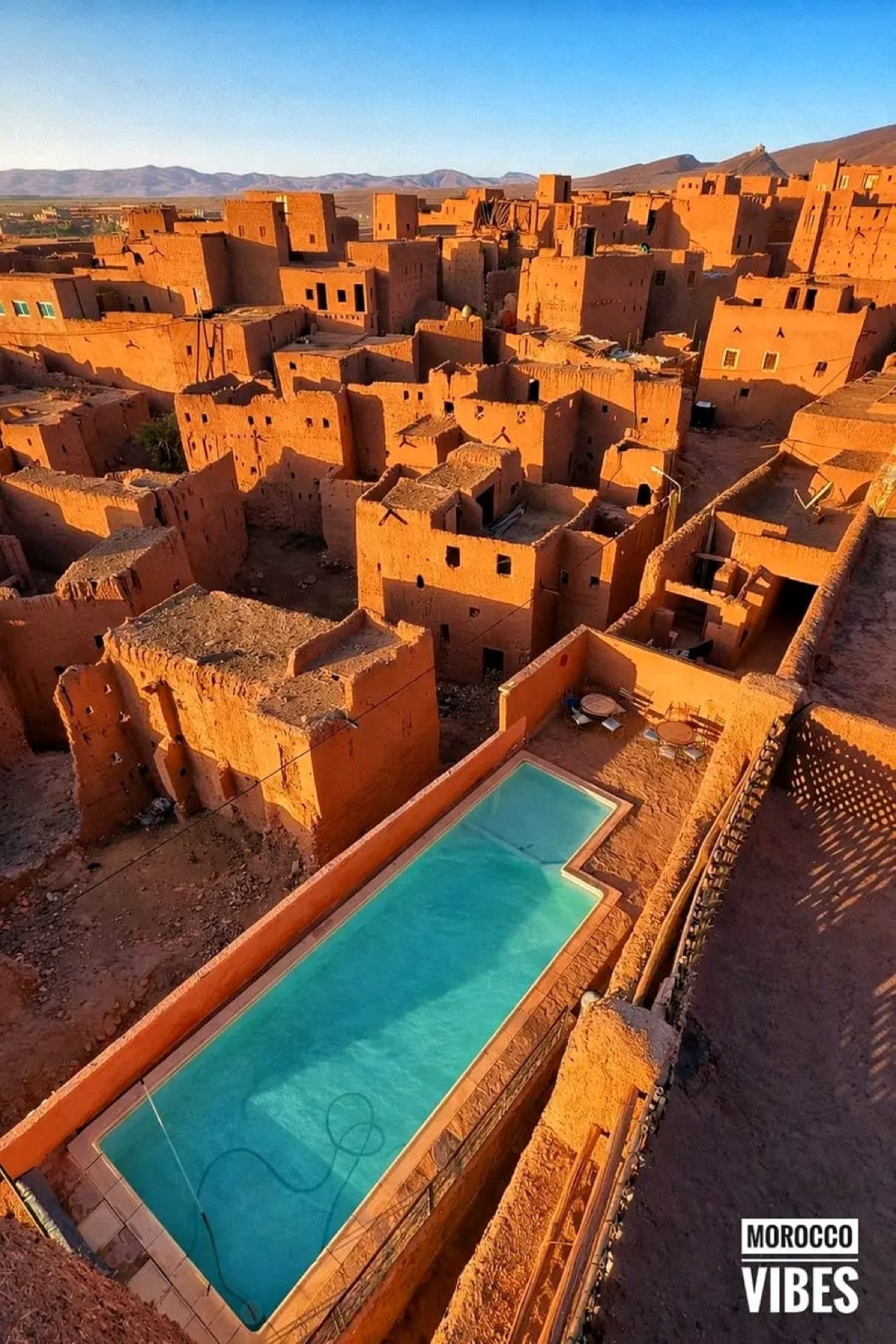 Kasbah accommodation and a pool in the Zagora region