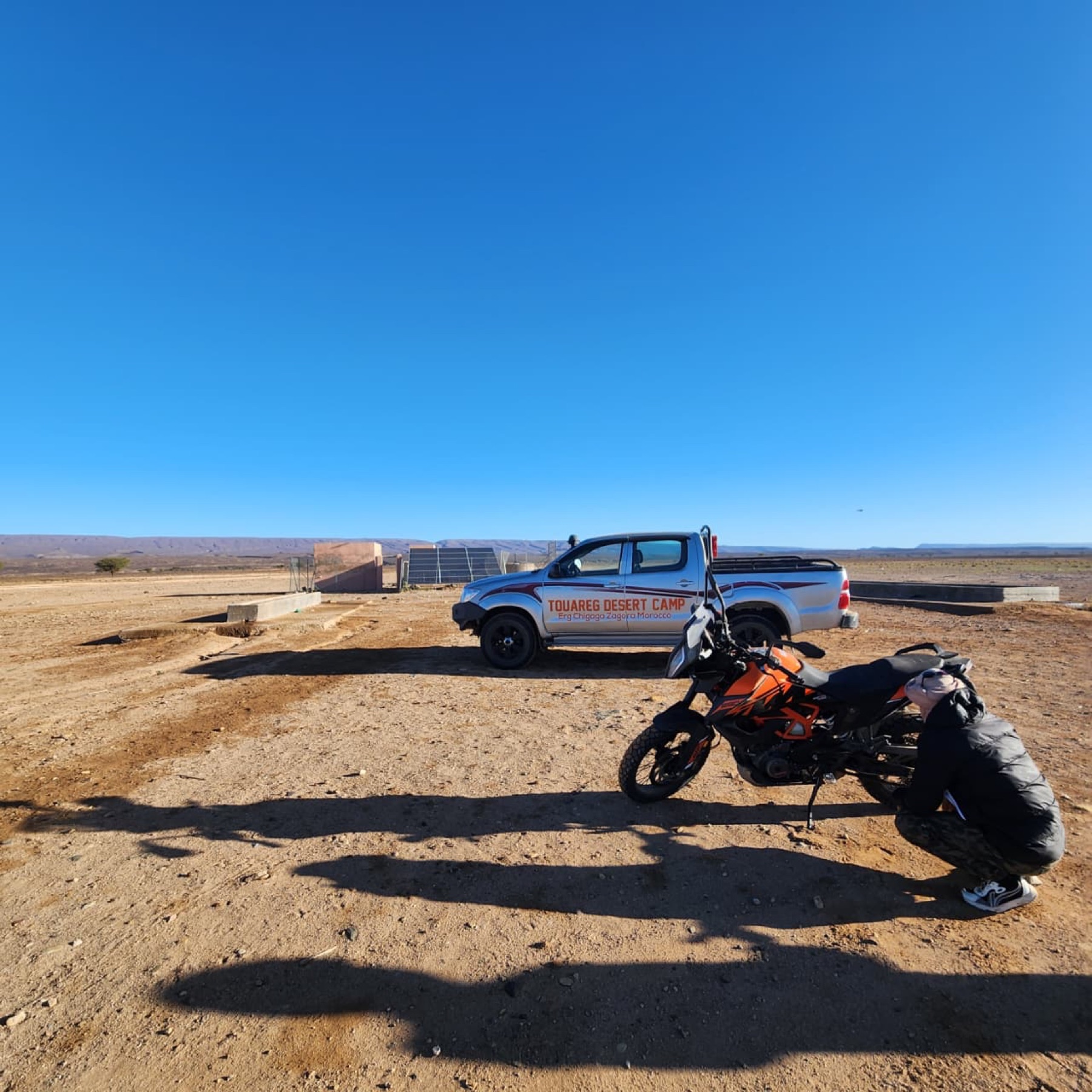 Motorcycle route through open desert terrain